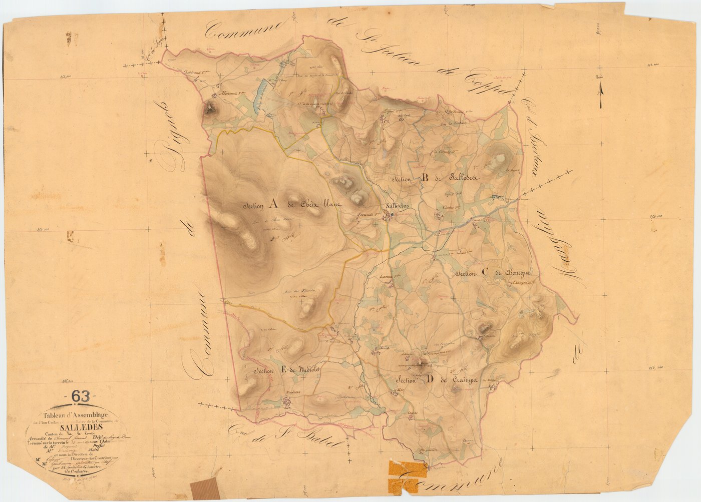 Sallèdes - 51 FI 1264      Tableau d'assemblage du plan cadastral parcellaire de la commune de Sallèdes