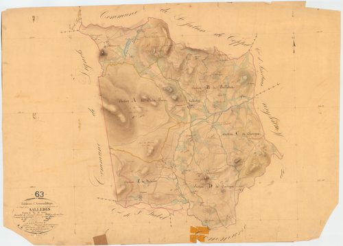 Sallèdes - 51 FI 1264      Tableau d'assemblage du plan cadastral parcellaire de la commune de Sallèdes