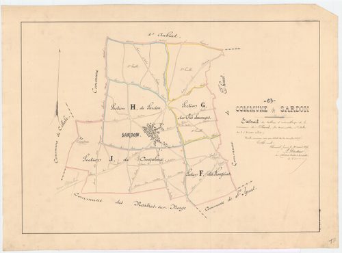 Sardon - 53 FI 1235      - (10)Extrait du tableau d'assemblage du plan cadastral parcellaire de la commune de Thuret