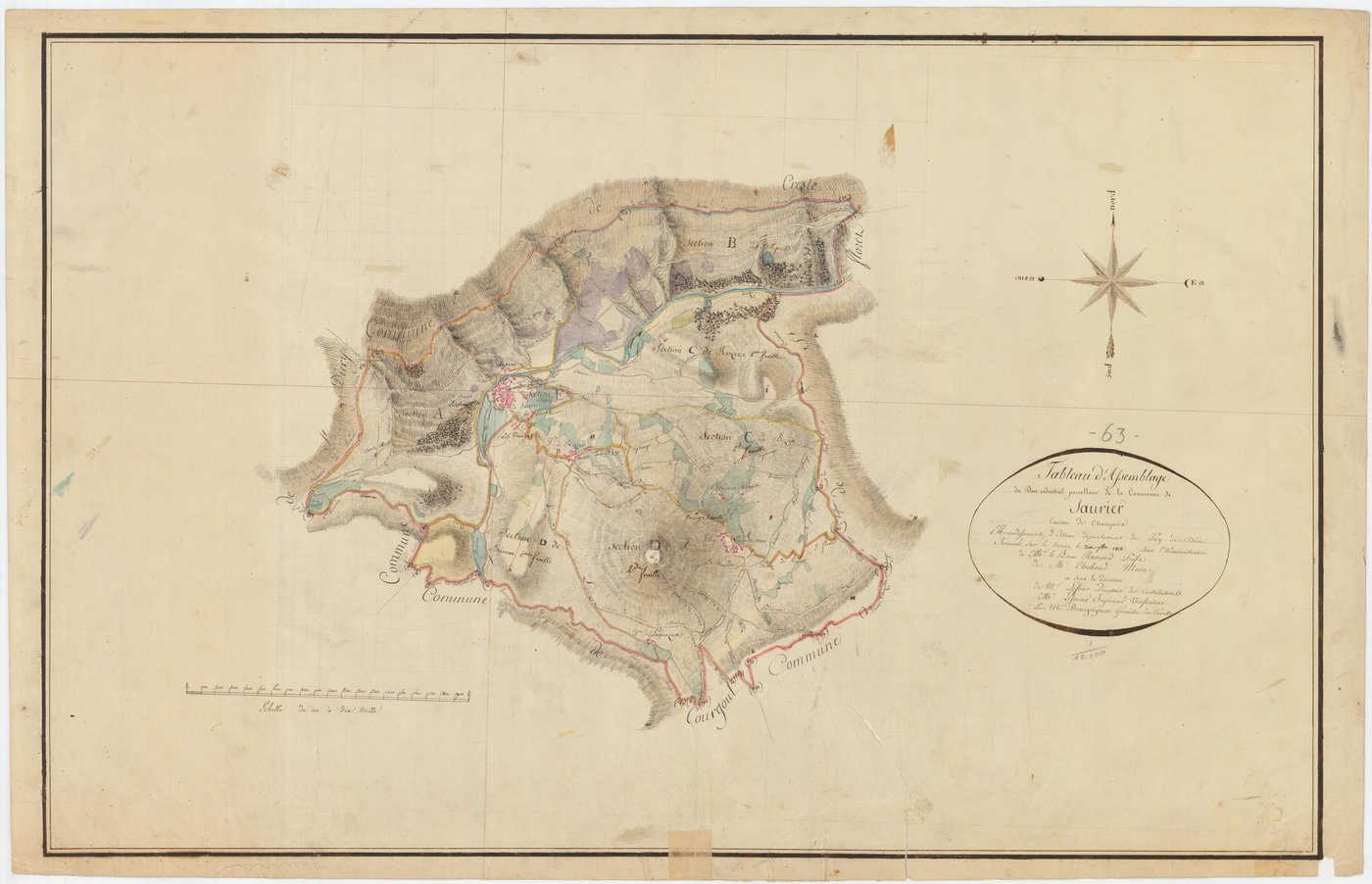 Saurier - 54 Fi 981      Tableau d'assemblage du plan cadastral parcellaire de la commune de Saurier