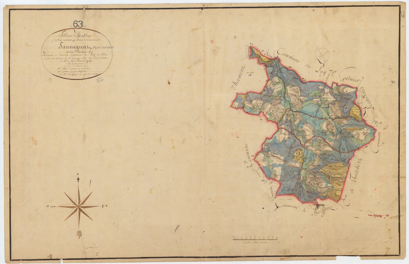 Sauvagnat - 51 FI 1286      Tableau d'assemblage du plan cadastral parcellaire de la commune de Sauvagnat-près-Herment