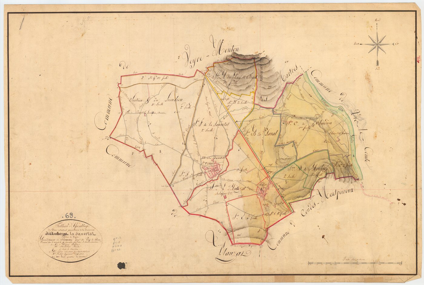 La Sauvetat - 51 FI 1298      Tableau d'assemblage du plan cadastral parcellaire de la commune de La Sauvetat
