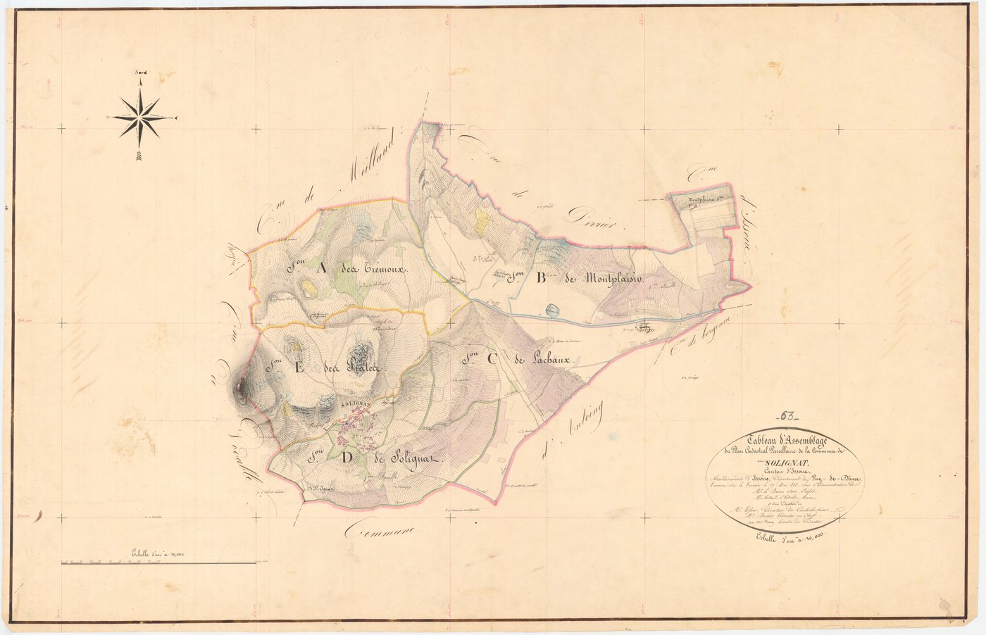 Solignat - 54 Fi 1027      Tableau d'assemblage du plan cadastral parcellaire de la commune de Solignat