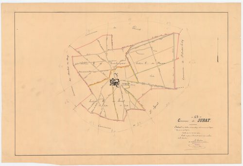 Surat - 53 FI 1263      - Extrait du tableau d'assemblage du plan cadastral parcellaire de la commune de Saint-Ignat