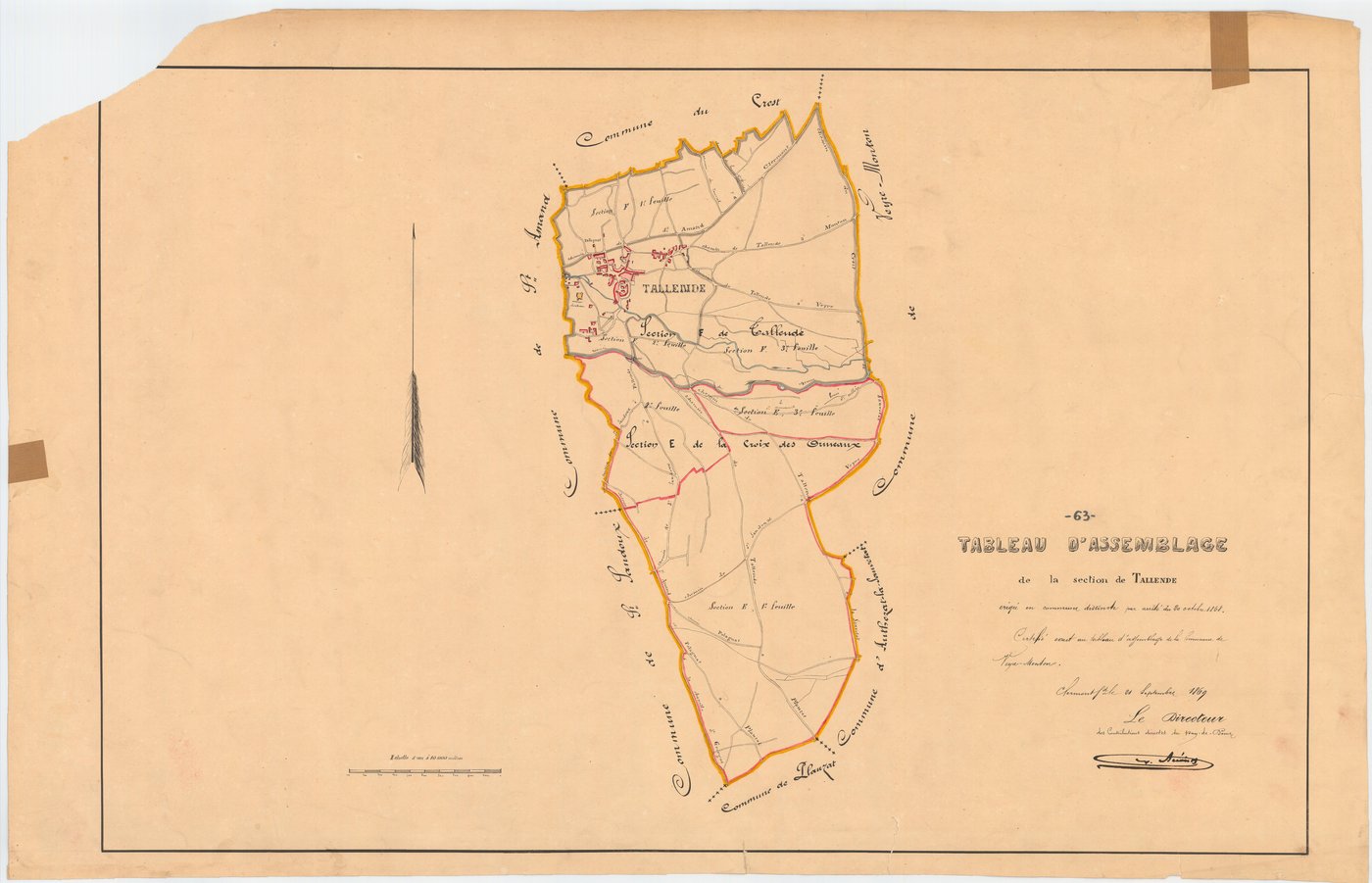 Tallende - 51 FI 1336      -Extrait du tableau d'assemblage du plan cadastral parcellaire de la commune de Veyre-Monton