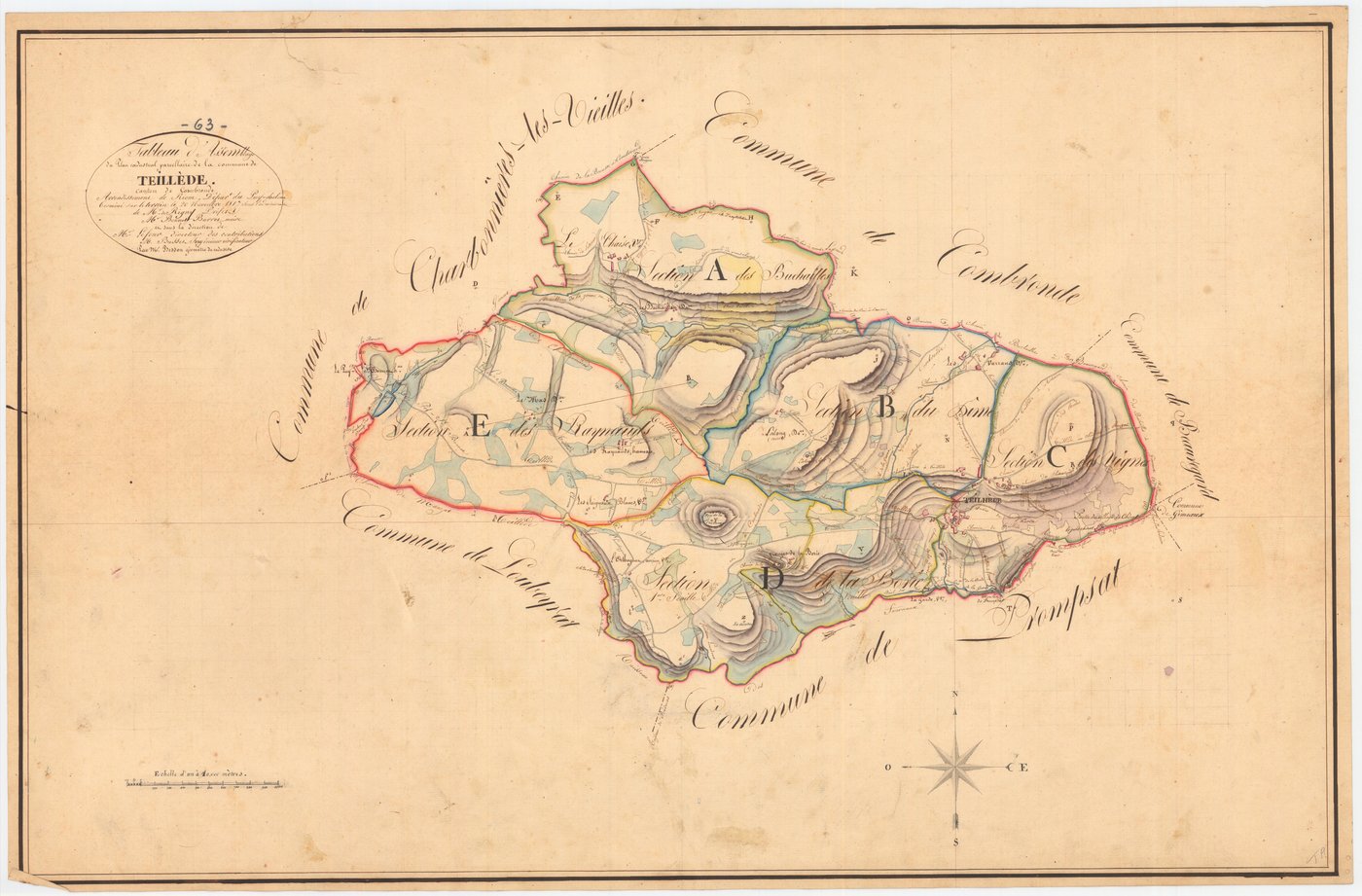 Teilhède - 53 FI 1269      Tableau d'assemblage du plan cadastral parcellaire de la commune de Teilhède