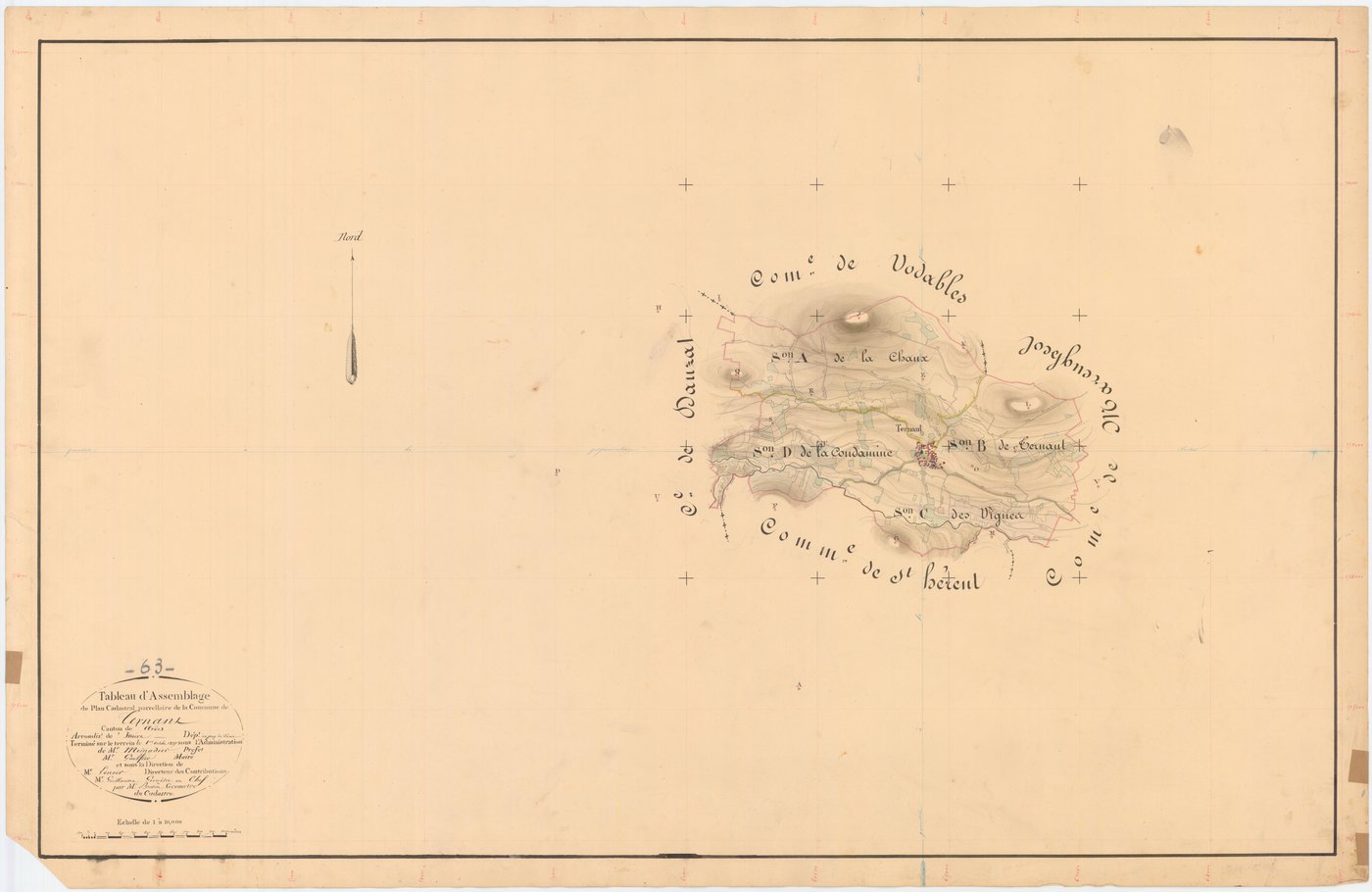 Ternant-les-Eaux - 54 Fi 1054      Tableau d'assemblage du plan cadastral parcellaire de la commune de Ternant-les-Eaux