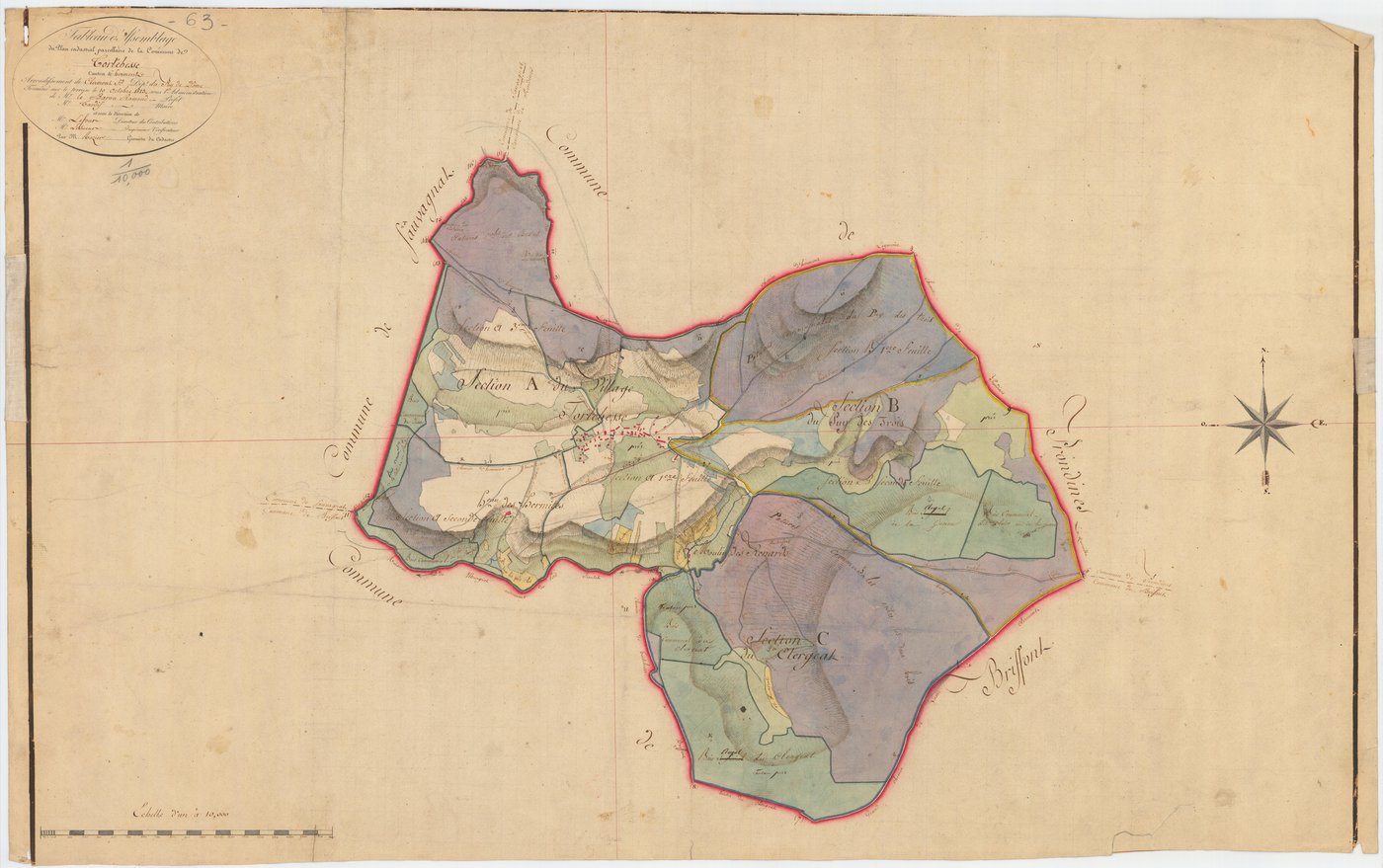 Tortebesse - 51 FI 1343      Tableau d'assemblage du plan cadastral parcellaire de la commune de Tortebesse