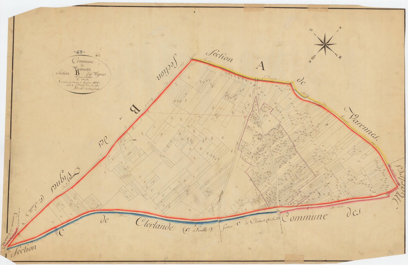 Varennes-sur-Morge - 53 FI 1302      Tableau d'assemblage du plan cadastral parcellaire de la commune de Varennes-sur-Morge