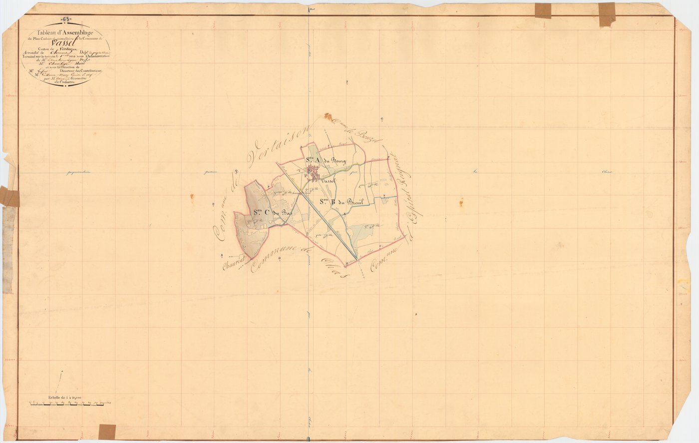 Vassel - 51 FI 1369      Tableau d'assemblage du plan cadastral parcellaire de la commune du Vassel