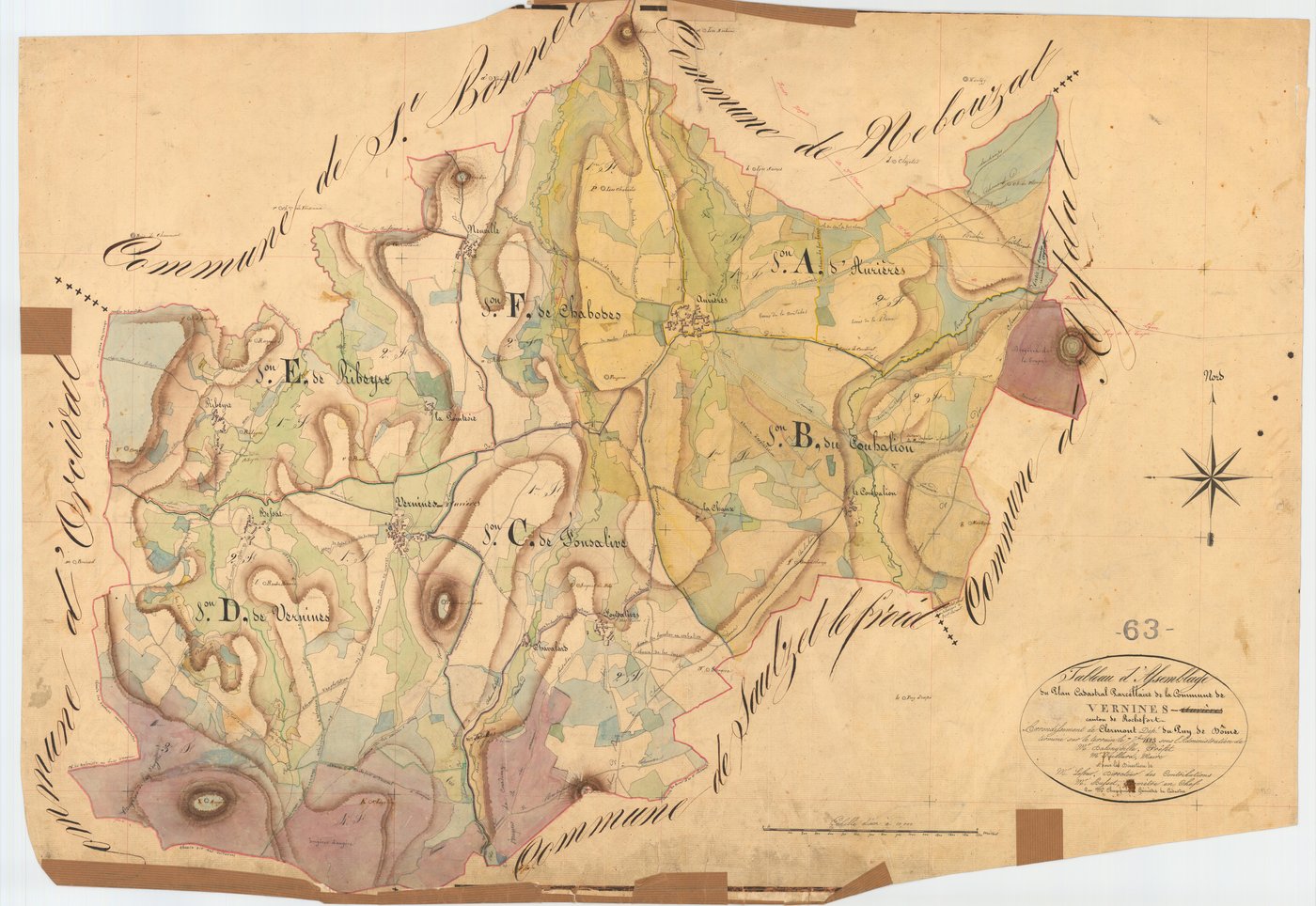 Vernines - 51 FI 1409      Tableau d'assemblage du plan cadastral parcellaire de la commune de Vernines