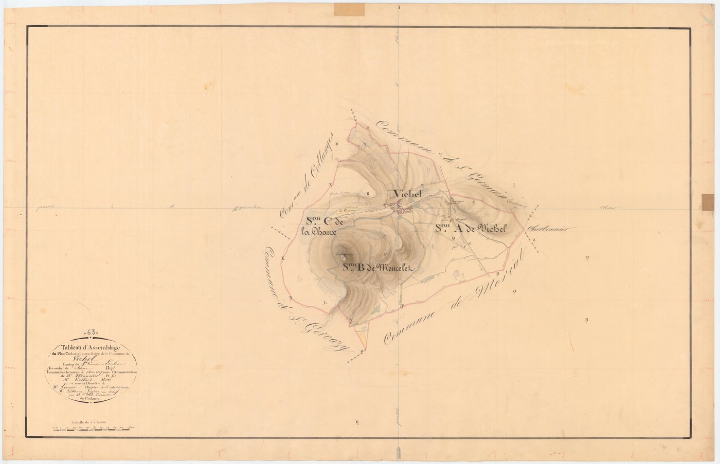 Vichel - 54 Fi 1133      Tableau d'assemblage du plan cadastral parcellaire de la commune de Vichel