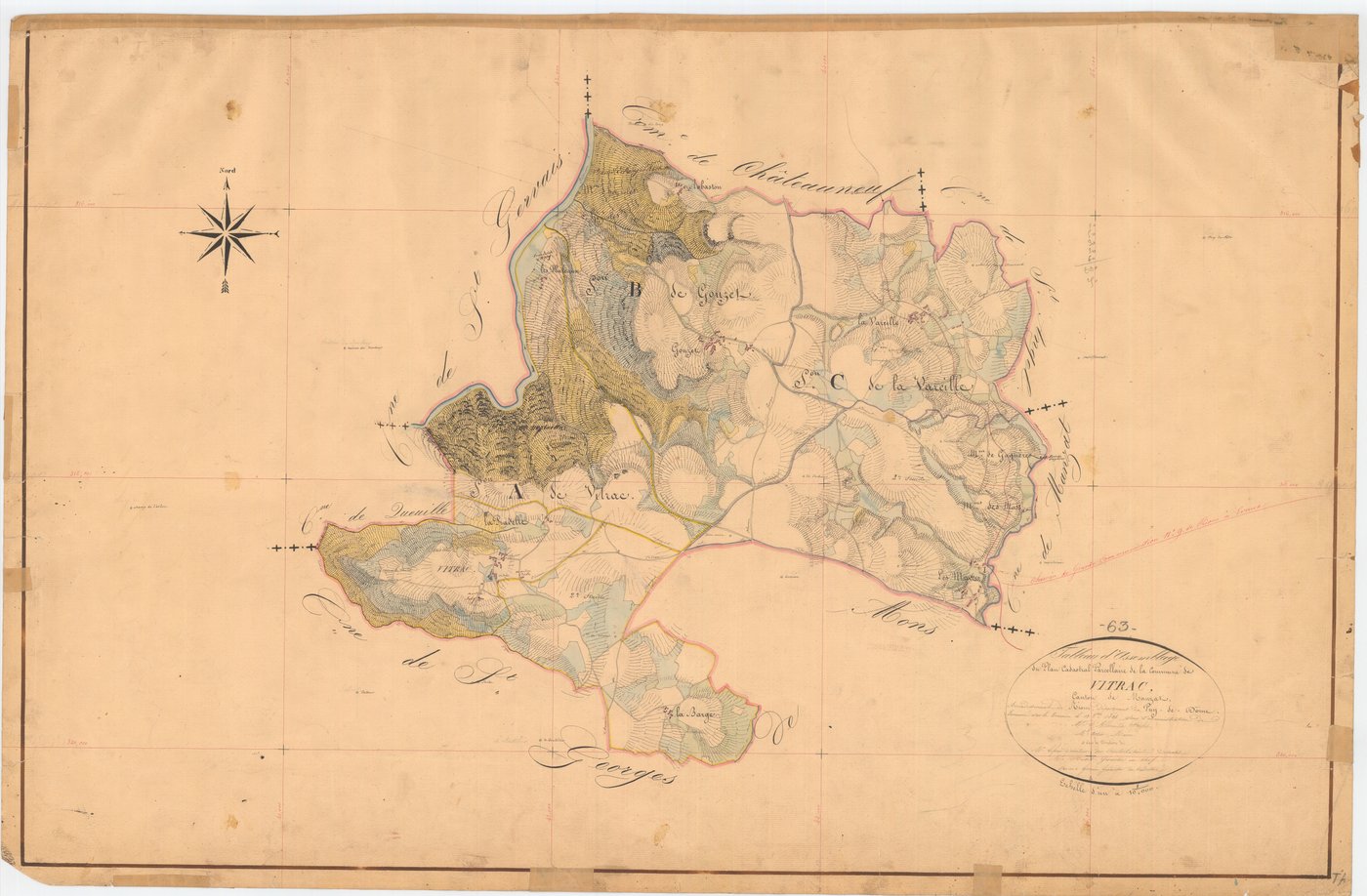 Vitrac - 53 FI 1360      Tableau d'assemblage du plan cadastral parcellaire de la commune de Vitrac