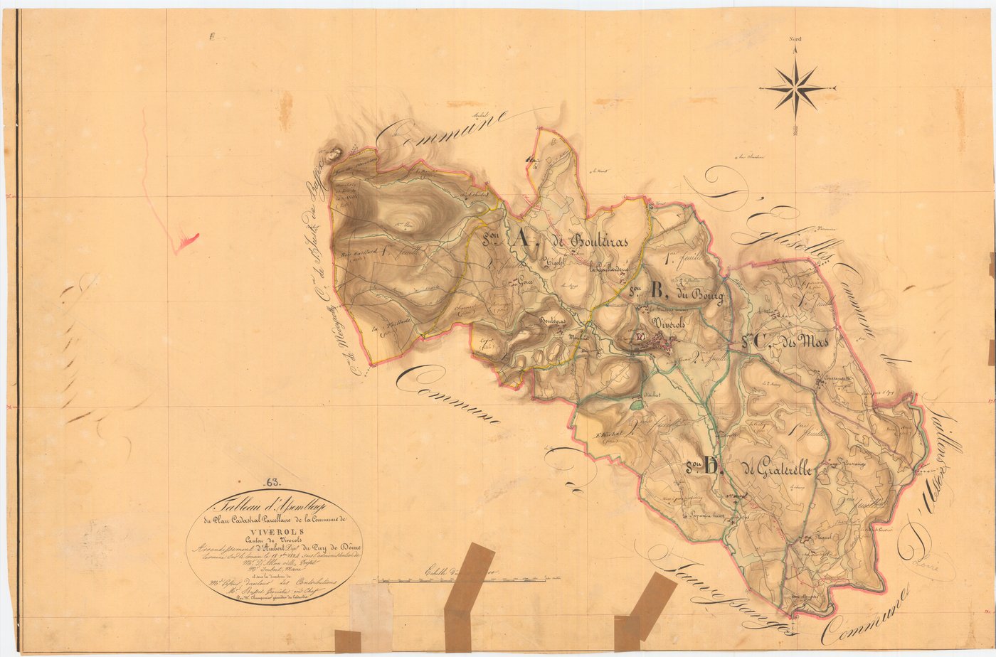 Viverols - 55 FI 1154      Tableau d'assemblage du plan cadastral parcellaire de la commune de Viverols