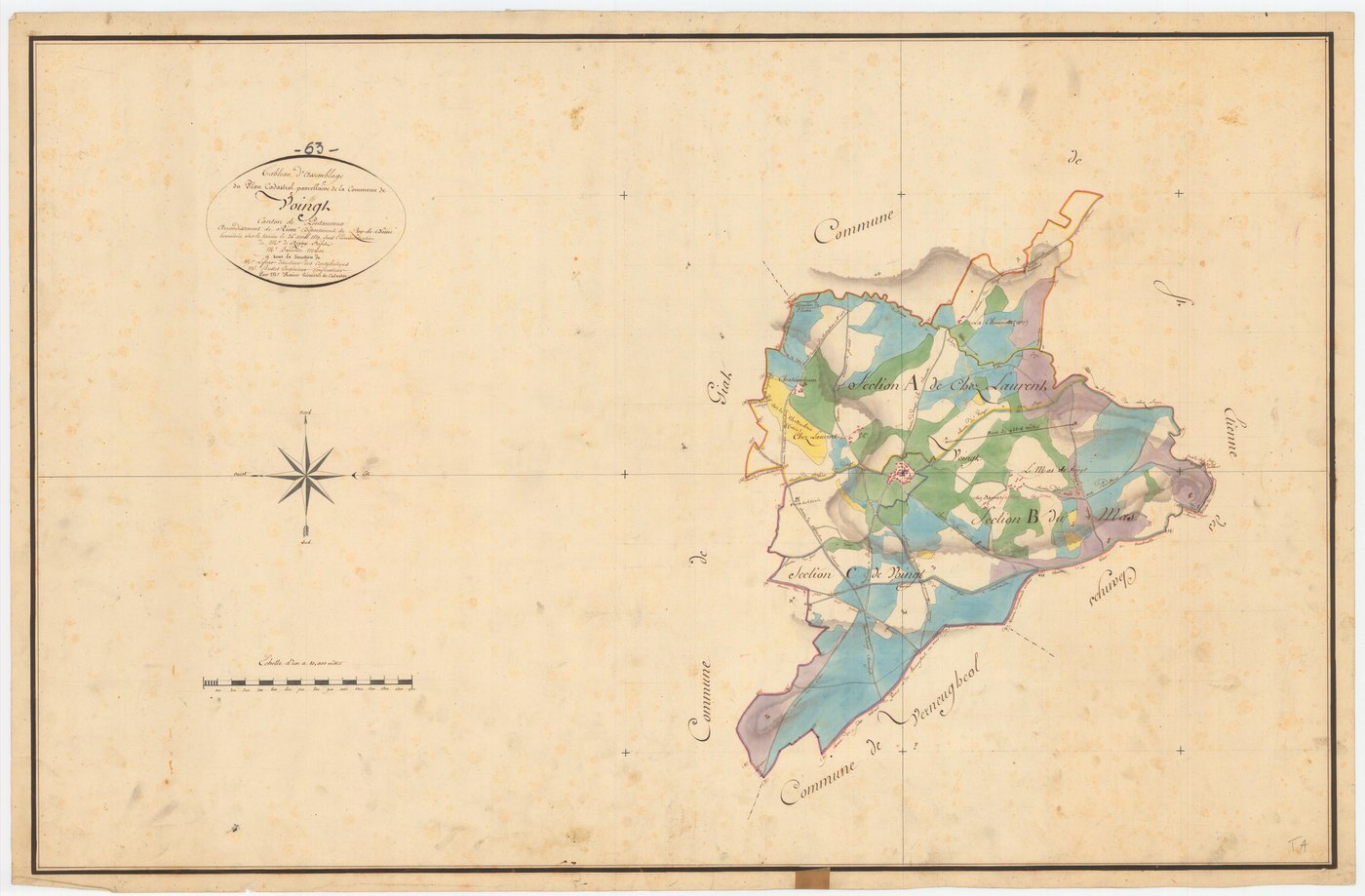 Voingt - 53 FI 1368      Tableau d'assemblage du plan cadastral parcellaire de la commune de Voingt