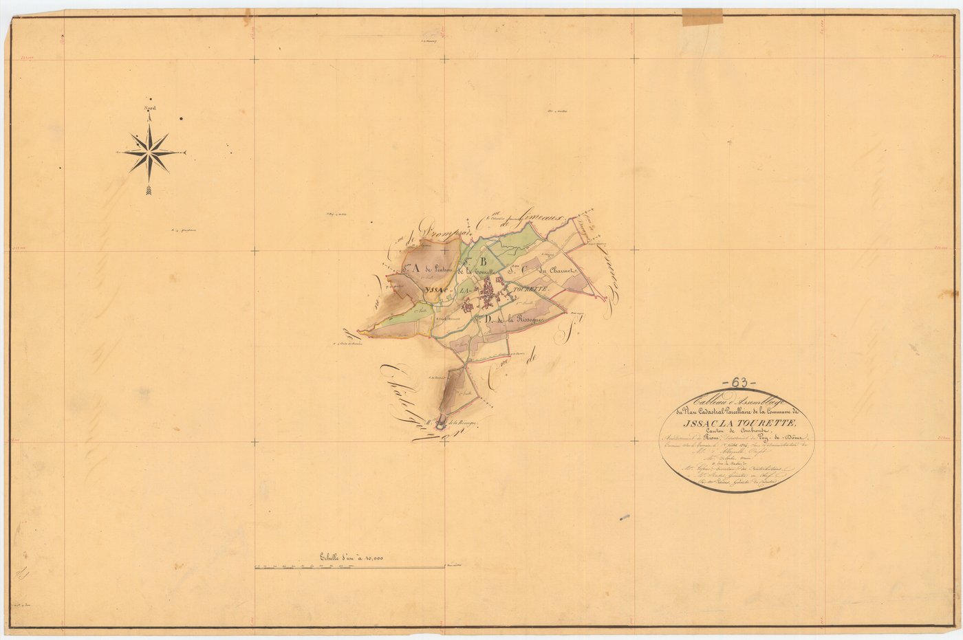 Yssac-la-Tourette - 53 FI 1399      Tableau d'assemblage du plan cadastral parcellaire de la commune d'Yssac-laTourette