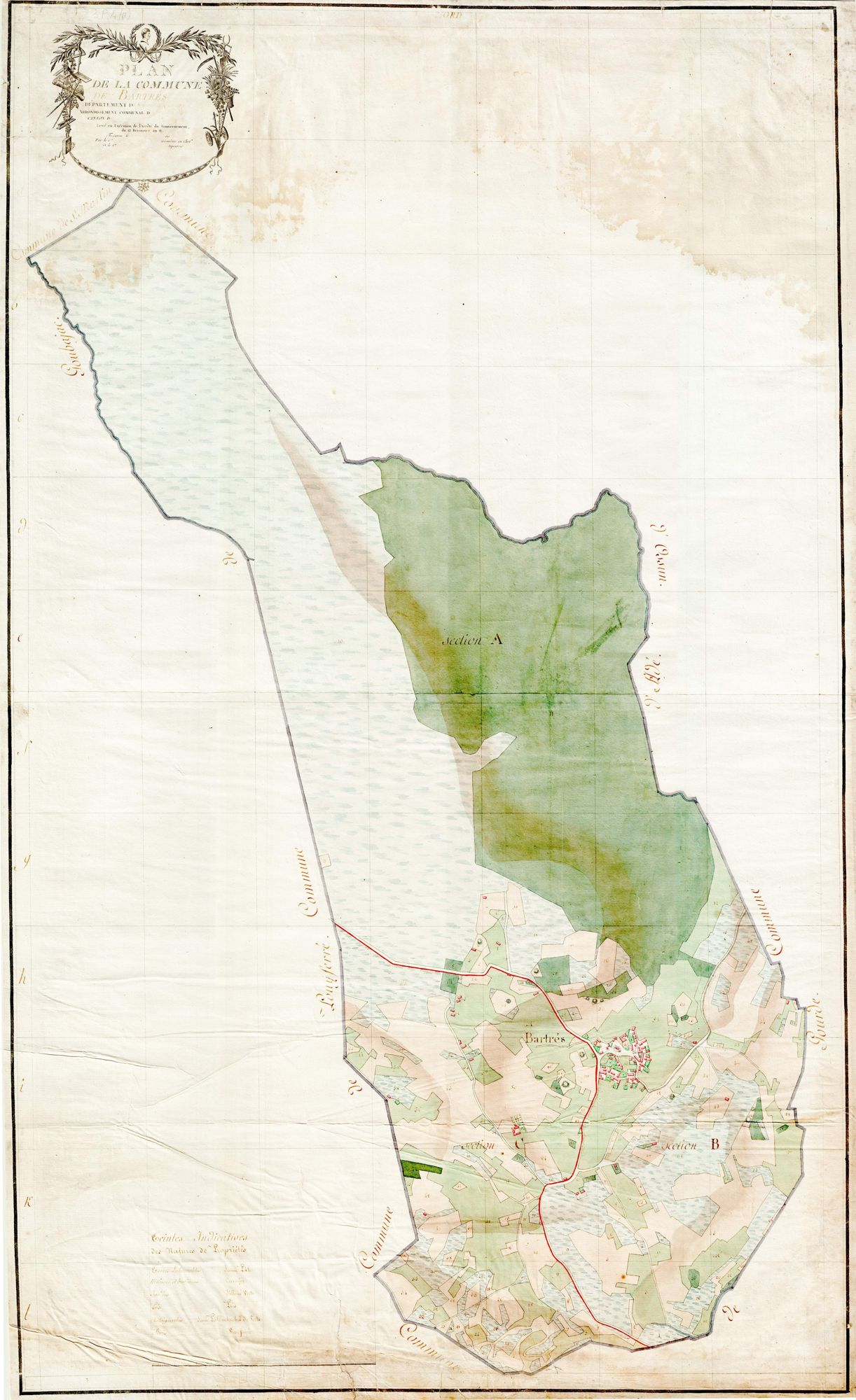 Bartrès - Plan par masse de culture de Bartrès