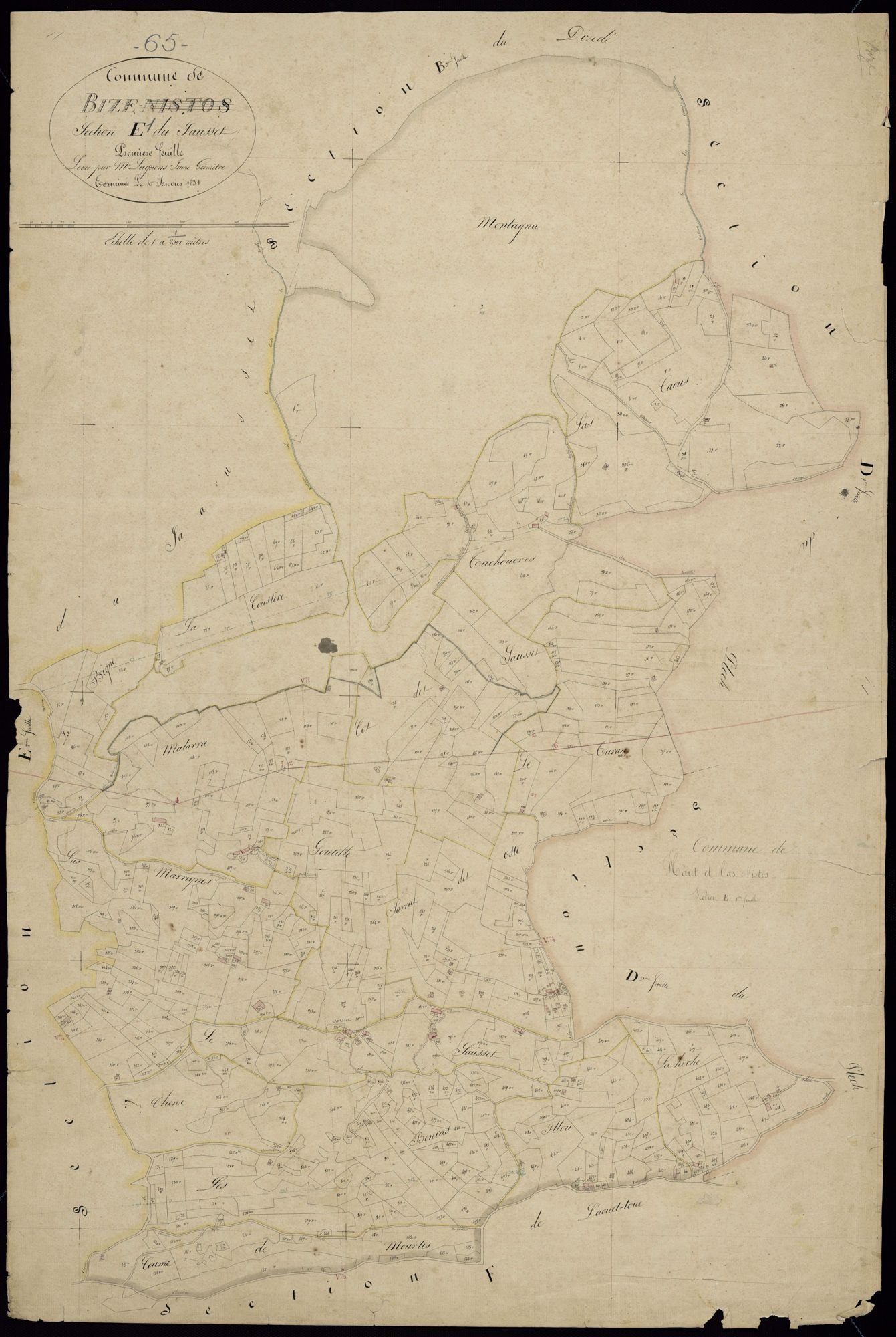 Bize - Bize.- Section E, 1re feuille