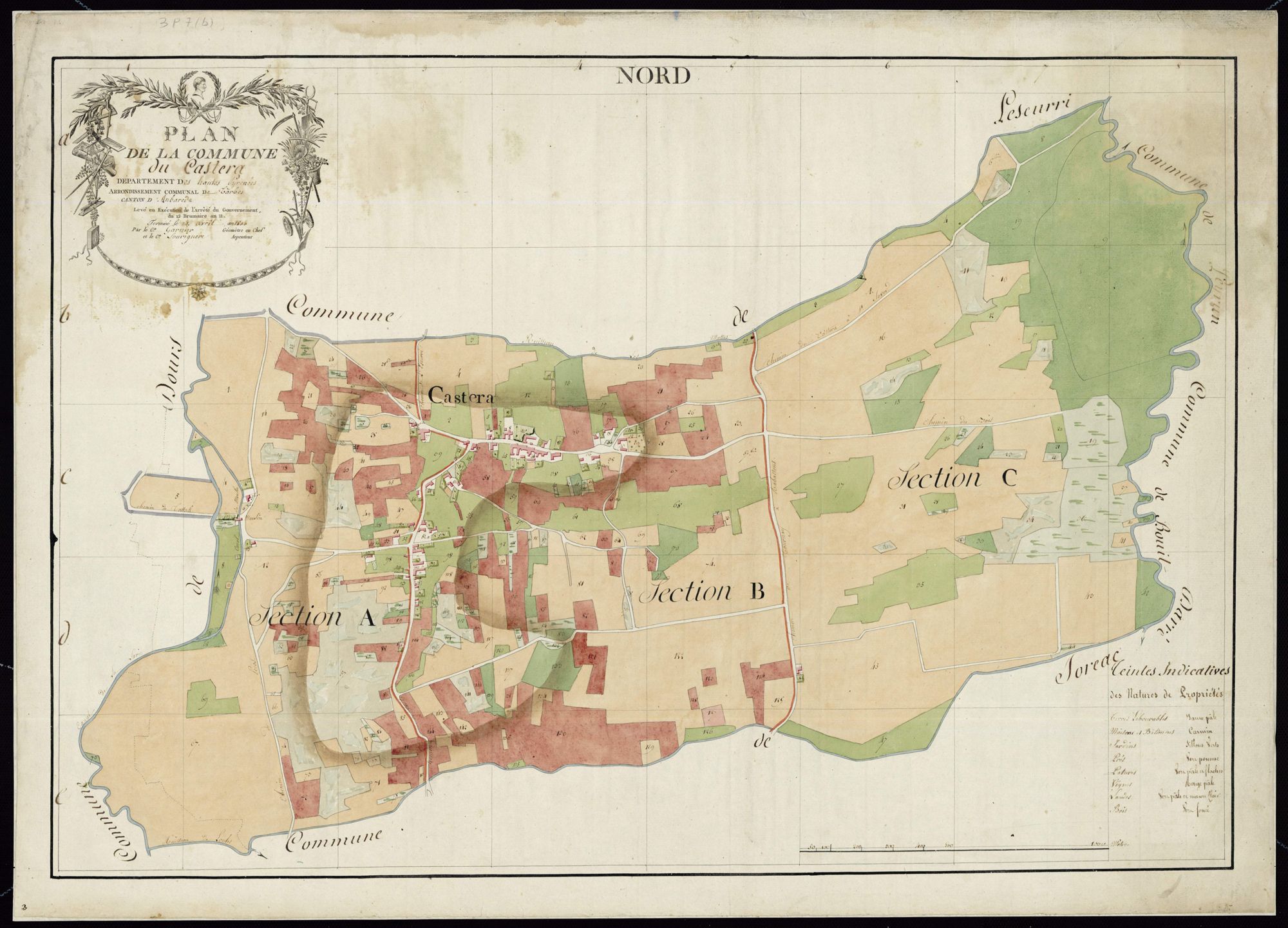Castéra-Lou - Plan par masse de culture de Castéra-Lou