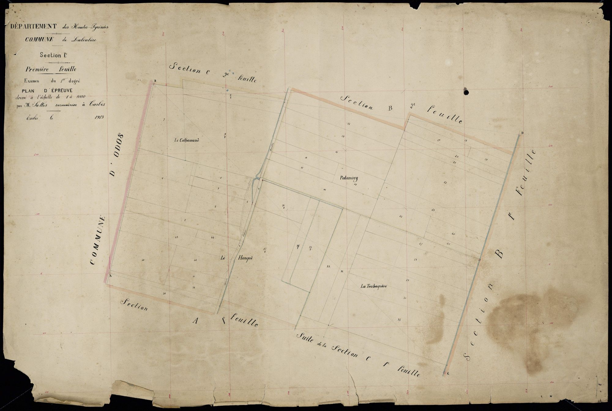 Laloubère - Laloubère.- Section C, 1re feuille (plan d'épreuve)