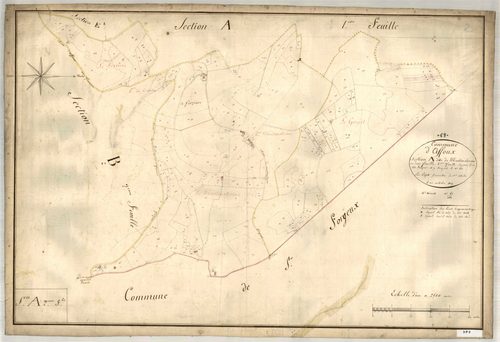 Section A dite de Montmeterme, feuille n°2 (parcelles 121-312).