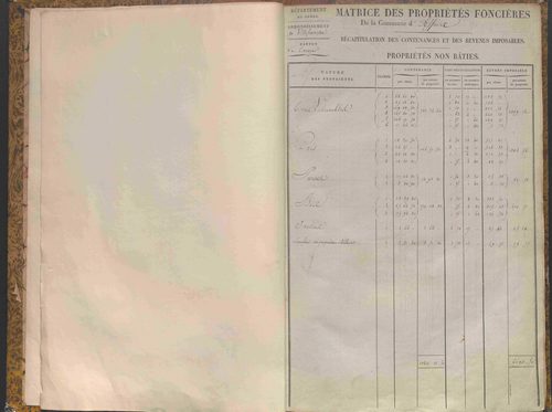 État de sections et matrice des propriétés foncières.