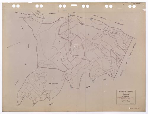 Section A 1ère feuille. Feuille dressée en 1819, révisée pour 1934. Edition à jour pour 1983.
