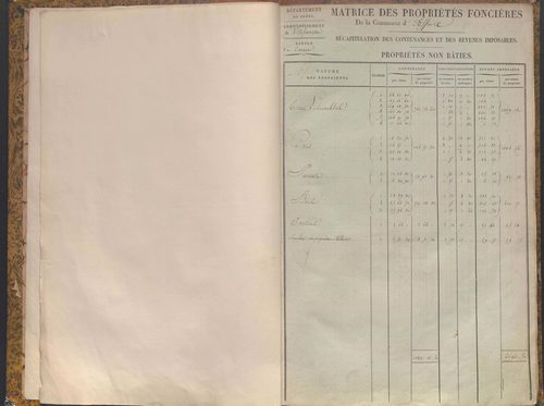 État de sections et matrice des propriétés foncières.