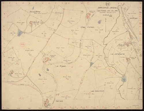 Sections AK, AL, AM (anciennes sections G et H) : planchette n°22.