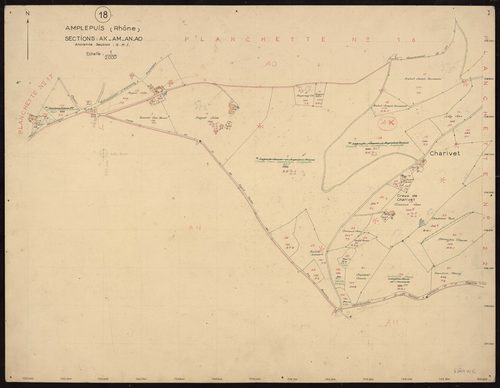 Sections AK, AM, AN, AO (anciennes sections G, H et I) : planchette n°18.