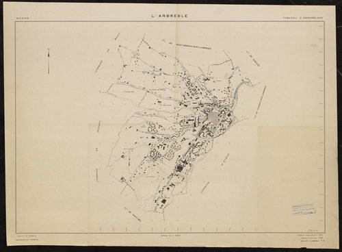 Tableau d'assemblage (TA). Cadastre renouvelé pour 1951. Edition à jour pour 1985. Reproduction conforme à la situation enregistrée sur le plan cadastral à la date du 1er avril 1988.