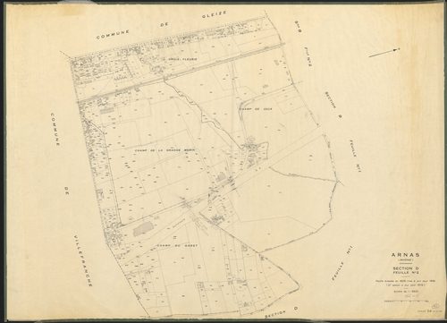 Section D 2e feuille. Feuille dressée en 1829, mise à jour pour 1934. 2e édition à jour pour 1975.