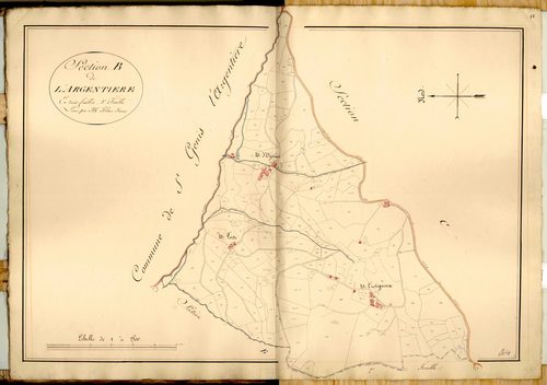Section B dite de L'Argentière, feuille n°3 (parcelles 961-1215).