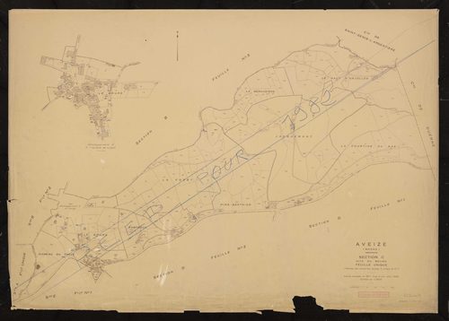 Section C feuille unique : partie des anciennes feuilles C unique et E1. Feuille dressée en 1817, mise à jour pour 1955. Rééditée pour 1982.