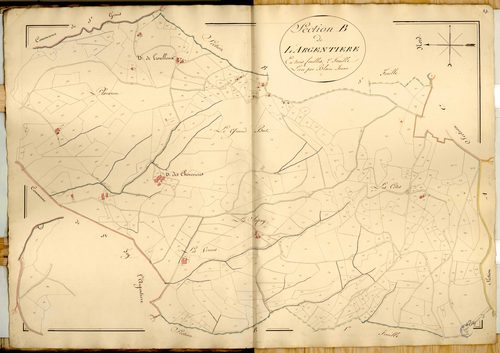 Section B dite de L'Argentière, feuille n°2 (parcelles 453-960).