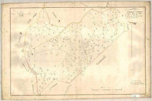 Section A dite des Combes, feuille n°3 (parcelles 259-465).