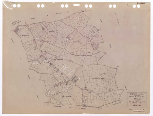 Section B dite des Bois 3e feuille. Feuille dressée en 1827 révisée pour 1937. Edition à jour pour 1983.
