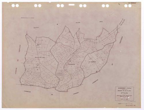 Section B dite des Bois 2e feuille. Feuille dressée en 1827 révisée pour 1937. Edition à jour pour 1983.