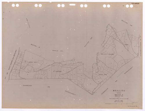 Section E feuille n°2. Feuille dressée en 1823, mise à jour pour 1974. Edition à jour pour 1983.