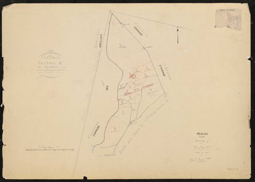 Beaujeu : section A (ancienne section A 1ère feuille des Etoux). Feuille dressée en 1823.