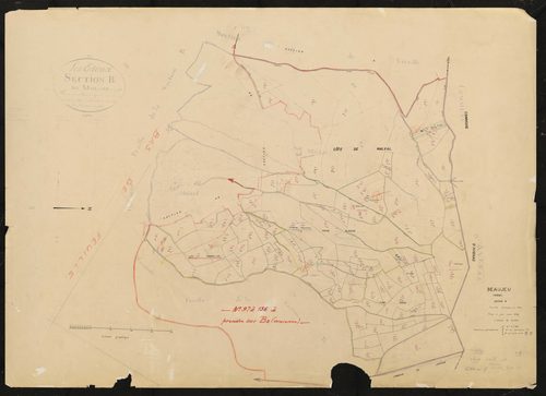 Beaujeu : section B (ancienne section B 1ère feuille des Etoux). Feuille dressée en 1823. Mise à jour pour 1974.