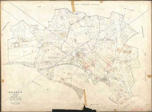 Section C feuille unique dite des Vallières. Plan révisé pour 1953. Feuille rééditée pour 1975.