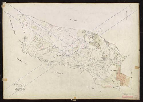 Section E feuille unique (ancienne section D). Plan révisé pour 1953. Feuille rééditée pour 1975.