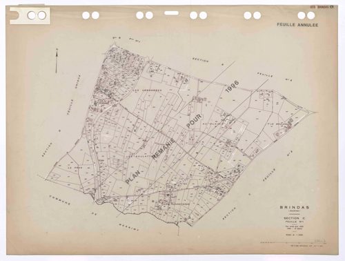 Section C feuille n°1. Plan révisé pour 1936, 3e édition à jour pour 1980. Annulé : plan remanié en 1996.