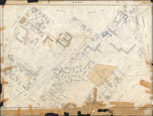 Section B feuille n°3. Plan établi pour 1950. 2e édition à jour pour 1963. Réédité pour 1977.