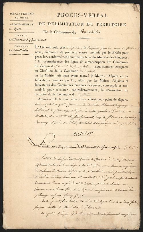 Brullioles, 16 février 1826.