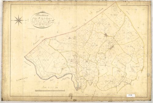 Section B dite du Bourg et du Pra, feuille n°2 (parcelles 668-1025).