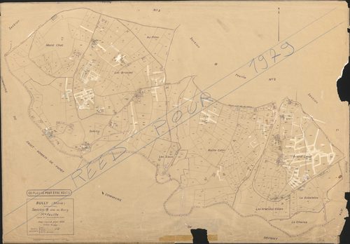 Section B dite du Bourg, 1e feuille (partie de l'ancienne feuille unique). Plan révisé pour 1936. Plan réédité pour 1979.