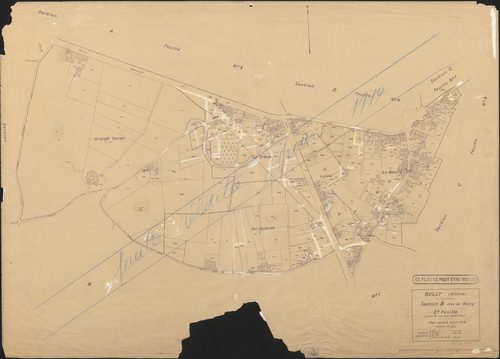 Section B dite du Bourg, 2e feuille (partie de l'ancienne feuille unique). Plan révisé pour 1936. Plan réédité pour 1974.