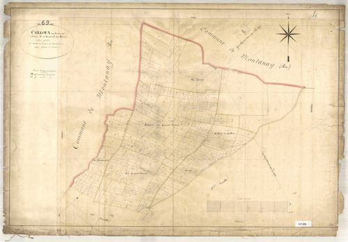 Section B dite de Biesse et des Mines, feuille n°3 (parcelles 453-643).